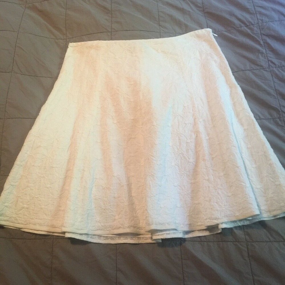 J Crew White Embroidered Eyelet A Line Skirt 8